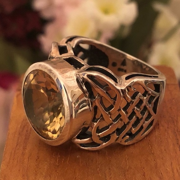 Vintage Silpada Sterling Silver and Citrine Statement Ring Size 7 - Picture 7 of 9